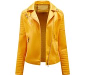 212 Women's short leather jacket, tight fitting jacket with a lapel Inca zipper, for spring and autumn