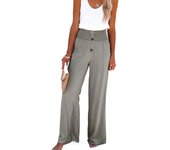 Women's Pants Elastic Waist Solid Wide Leg Baggy Female Trousers Linen Aesthetic Original Classic Chic and Elegant