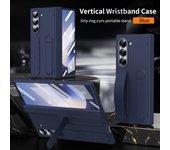 For Samsung Z Fold 6 Luxury Vertical Wristband Phone Case with Integrated Stand and Glass Front Film