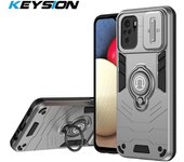 KEYSION Shockproof Case for Redmi Note 10 10S 10 Pro 4G Slide Camera Protection Ring Stand Phone Cover for for Xiaomi POCO M5S