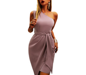 Party ds solid color sleeveless shoulder printed with irregular straps