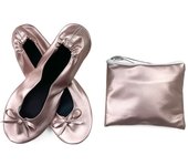 Stylish Portable Foldable Ballet Flats Roll up Matching Carrying Bag Ballerina Flats Bow Breathable Fold up Shoe Bridesmaid
