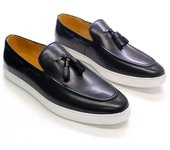 Mocasines con flecos para hombres transpirables de cuero zapatos planos con placa base