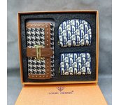 2024 New Vintage Purse Ladies Large Capacity d buckle Multi-card Multi-function triple Fold Handheld Bag 3-piece gift Box for the holidays