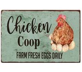 Hen Rooster Egg Coop Vintage Plate Decoration Home Decor Tin Poster for Farmer New Year Wall Art Metal Sign