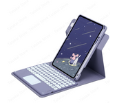 Case with Touchpad Keyboard for iPad Air 11 inch M2 Air 6th Generation 360 Rotation Keyboard Case Pencil Holder Spanish Keyboard