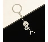 1Pair Funny Finger Heart Stickman Keychains Stainless Steel Doodle Keyring for Women Men Bag Car Keys Pendant Couple Gift
