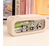 Aesthetic Transparent Pencil Bag Good Looking Panda Large Capacity Pencil Bag PVC Zipper Stationery Storage Bag Kids Gift