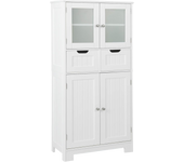 Armario Suelo de Baño, Mueble de Baño con Estantes Ajustable, Mueble de Almacenaje con Cajones y Doble Puerta, Mueble Lateral Multifuncional para Cocina (Blanco)