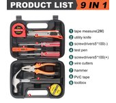 8/9/12/13Piece Tools Set General House hold Hand Tool Kit with Plastic Toolbox Storage Case Used to Car repair And home Repair