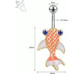 ZS 1 PC Cute Shell Pendant Belly Button Ring Moonstone Drop Belly Rings 14G Stainless Steel Summer Flower Navel Piercing Jewelry