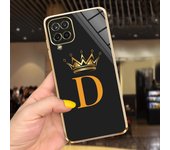 Samsung Galaxy A12 Case Cover Black Luxury Plating Square Frame Latters ABC Back Shell For Samsung A12 A 12 Soft TPU Shockproof