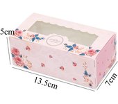 10PCS Paper Gift Box With Window Pink Flower Cupcake Box Packaging Boxs For Cake Candy Cookies Christmas Party Favors