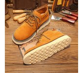Cuero genuino de gama alta de cuero de vaca puro esmerilado zapatos altos casual board zapatos transpirable suela gruesa
