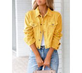 Short Denim Jacket Long Sleeve Denim Slimming Cardigan Suit Pocket Coat Top V