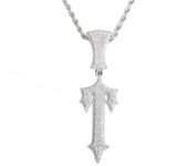 Iced Out Cross Sword Necklace for Men Real Gold Plated Hip Hop Jewelry