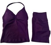 2Pcs Impact Set Women Backless Tank Tops High Waist Scrunch Seamless Shorts Gym Suit Fiess Clothes Activewear Workout Sets