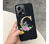 Fashion Rose Initial Letter Phone Case For Xiaomi Poco X5 5G PocoX5 Pro Soft Silicone TPU Back Cover For Poco X5 Pro X 5 X5Pro