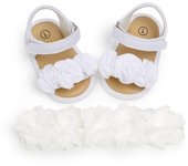 Small flower soft sole walking baby shoes, small princess sandals, 2-piece set with headband P1905