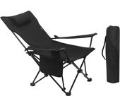 Plegable y Portátil,  Acampada Ligera con Portavasos, Reposacabezas y Bolsas, Estructura Metálica para Soportar 150 kg,