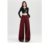 2025 Spring/Summer New Wide Leg Jeans Women's College Style High Waist Casual Loose Sagging Denim Floor Pants