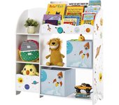 Juguetes y Libros para Niños, Estantería de Almacenamiento Multifuncional con 2 Cajas, Gran