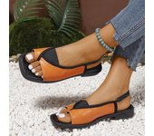 Sandalias Planas Para Mujer Nueva Cubierta Del Dedo Del Pie Cabeza Cuadrada Casual Sandalias Romanas Elásticas