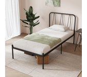 Somier 90 x 190 metálico, Altura 30,5 cm, Marco de Cama 90x190 cm es una opción Moderna y metálica con un diseño de cabecera en Forma de Ondas, Negro