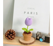 Hand Knitting Potted Plants Hand-woven Rose Sunflower Tulip Crochet Flower Auto Interior Accessories Car Decoration Ornaments