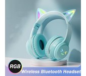 VAORLO Wireless Headphones RGB Cute Cat Girls Kids Gift Headset With Microphone Stereo Music Gaming Control lights Earphone