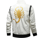 Autumn Winter Bomber Leather Jacket Men Scorpion Embroidery Hooded Jacket PU Leather Motorcycle Mens Ryan Gosling Drive Jacket