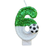Football Children's Birthday Candles Number 0-9 Green Sparkles Birthday Creative Soccer Candle for Boy Party Cake Top Decoration