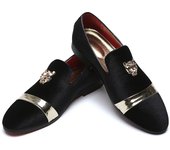Zapatos de hombre de piel nobuck de primavera mocasines con hebilla dorada con cabeza de tigre novedad