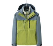 CHRLCK Women's 3 In 1 Thick Hiking Jacket Fleece Waterproof Splicing Windbreaker Outdoor Warm Camping Jacket Windproof Coat