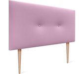 Cabecero de Polipiel o Tela Acualine Liso con Botones y Patas Tapizado de Alta Gama Cabezal Lujo Cama Dormitorio Moderno Acolchado (Tela Beige, 145x105cm (Camas 120/135/140))