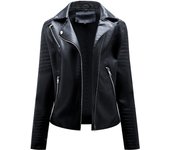 212 Women's short leather jacket, tight fitting jacket with a lapel Inca zipper, for spring and autumn