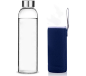 360ml/420/550ml Glass Water Bottle, Sports with Stainless Steel Lid and Protective Bag,  Free Vine Drink Bottle