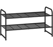 2-Tier Stackable Shoe Rack, Metal Shoe Shelf Storage Organizer, Black