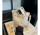 New Summer Weaving Beach Bag Solid Color Korean Style Crochet Shoulder Bag Knitting Vacation Women's Handbags Travel