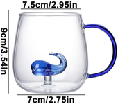 Taza de vidrio transparente con forma de Cactus/ballena pequeña, taza de bebida de leche de café con forma de Animal y planta tridimensional, Linda taza de vidrio