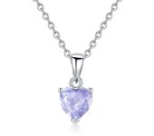 Eudora 925 Sterling Silver Birthstone Heart Zircon Necklace March Sept Dec Colorful Zircon Pendant Simple Jewelry For Women Gift