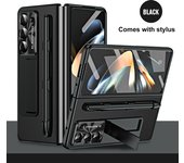 High-End Luxury Leather AG Frosted Hard PC Back Cover Case for Samsung Galaxy Z Fold 5 with Glass Screen Protector Phone Stand