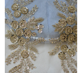 2PCS/1Pair 15*37cm 3D Beaded Sequins Decals Mirror Flower Lace Evening Dress Front Chest Decoration Accessories RS4128