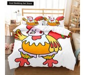 Cartoon Chicken Animal King Queen Duvet Cover Kawaii Yellow Chick Bedding Set Lovely Hen Quilt Cover Polyester Comforter Cover