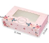 10PCS Paper Gift Box With Window Pink Flower Cupcake Box Packaging Boxs For Cake Candy Cookies Christmas Party Favors