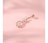 ZS 1 PC Colorful Butterfly Pendant Belly Button Ring Rhinestone Long Drop Pendant Belly Rings 14G Navel Barball Piercing Jewelry
