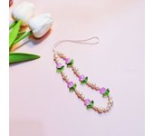 Pearl Bead Tulip Bead Phone Charm Strap Tulip Flower Tulip Mobile Phone Chain Colorful Short Flowers Beaded Cellphone Strap