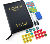 Tablero de tácticas de fútbol con diseño de libro plegable y pluma, perfecto para la estrategia y la planificación del juego