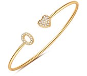 Gold Initial Bracelets for Women Girls, 14K Gold Plated Gold Bangle Bracelets for Women Girls Dainty Gold Initial Bracelets Heart Bracelets for Women Girls Bridesmaids Bracelets Gifts