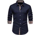 Fashionable checkered men's shirt with spring color block Arrivo new long sleeved casual party social business